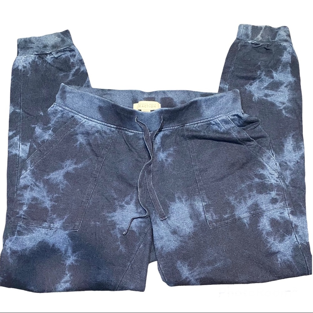 Kenneth Cole Tie-Dye Indigo French Terry Jogger Pants - Women S Relaxed Jean Jog